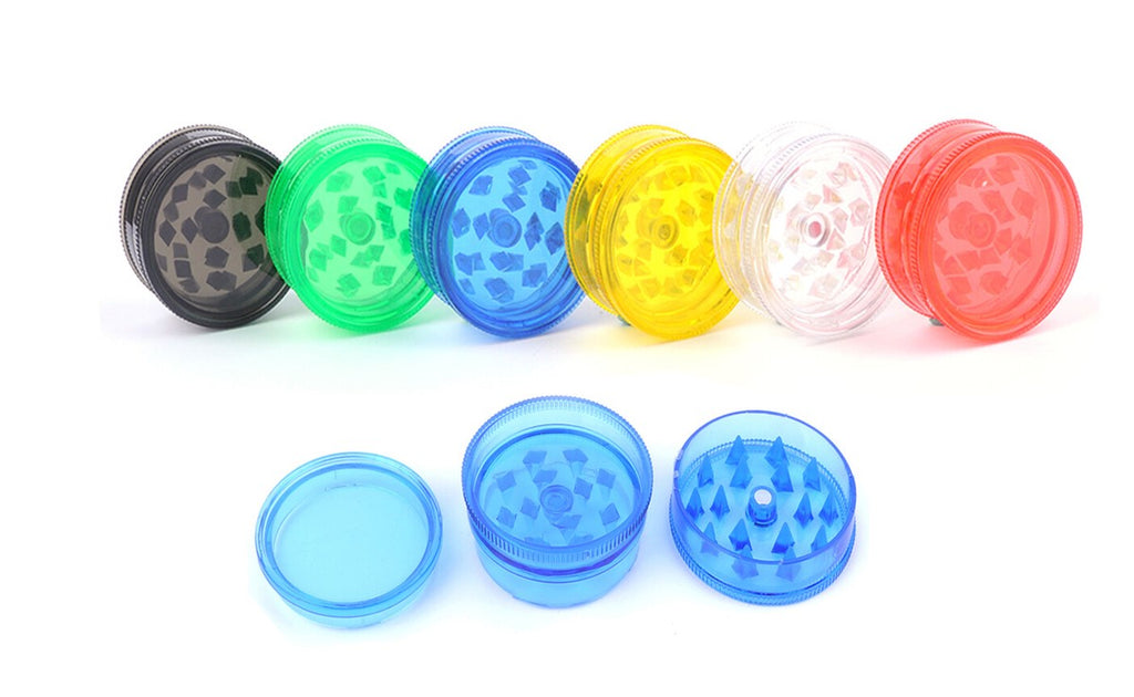 6 Pack Premium Plastic Herb Grinder, Portable 60mm Spice Grinder with Magnetic Lid,3-Part Grinder Featuring Shark Tooth Shredding