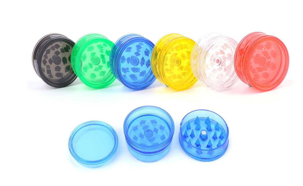 6 Pack Premium Plastic Herb Grinder, Portable 60mm Spice Grinder with Magnetic Lid,3-Part Grinder Featuring Shark Tooth Shredding