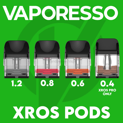 Vaporesso Xros Replacement Pods, 0.6 Ohm, Integrated Coils, Corex 2.0, Compatible with Xros3, Xros3 Mini, Xros4, Xros4 Mini, Xros5, Xros5Mini, Vaporesso Vaping Pods, Refillable, Pack of 4, No Nicotine